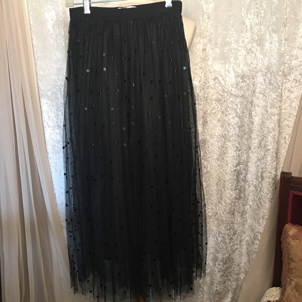 Sister Fashion Tulle Midi Skirt in Black polka dots Size Small